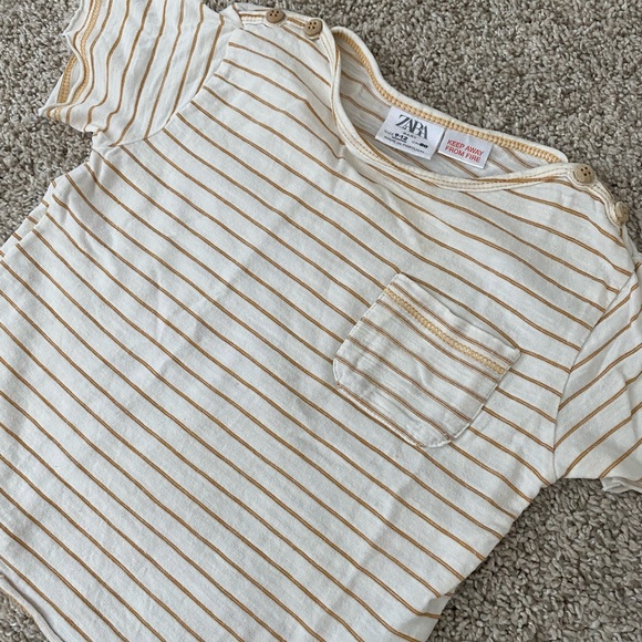 Zara baby boys striped short sleeve t-shirt tee with pocket size 9-12 months - Picture 7 of 7